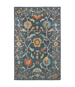 Oriental Weavers Zahra 75501 Blue/ Gold Area Rug 3 ft. 6 in. X 5 ft. 6 in. Rectangle