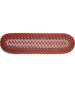 Rhody Astoria Red Velvet AS42 8 in. X 28 in. Stair Tread Braided Rug