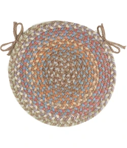 Rhody Bar Harbor Mocha BH37 15 in. X 15 in. Chair Pad Set-of-4 Braided Rug