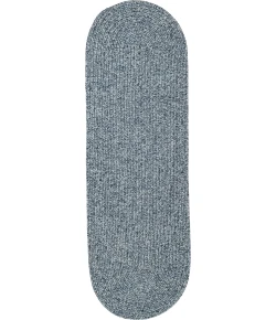 Rhody Elegance Dusty Blue EG92 2 ft. X 8 ft. Oval Runner Braided Rug