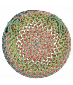Rhody Country Jewel Peridot CJ65 15 in. X 15 in. Chair Pad Set-of-4 Braided Rug