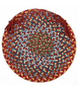 Rhody Country Jewel Tawny Port CJ75 15 in. X 15 in. Chair Pad Set-of-4 Braided Rug