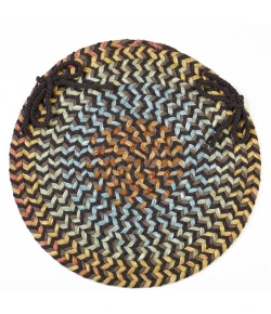 Rhody Cypress Brown Velvet CY37 15 in. X 15 in. Chair Pad Braided Rug