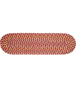 Rhody Cypress Brilliant Red CY47 8 in. X 28 in. Stair Tread Set-of-13 Braided Rug