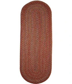 Rhody Cypress Brilliant Red CY47 2 ft. X 6 ft. Oval Runner Braided Rug