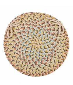 Rhody Cypress Earth Beige CY57 15 in. X 15 in. Chair Pad Braided Rug
