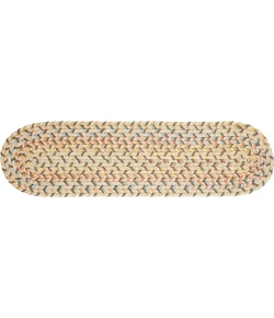Rhody Cypress Earth Beige CY57 8 in. X 28 in. Stair Tread Braided Rug