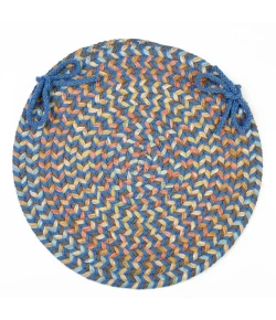 Rhody Cypress Marina Blue CY97 15 in. X 15 in. Chair Pad Set-of-4 Braided Rug