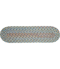 Rhody Cypress Marina Blue CY97 8 in. X 28 in. Stair Tread Set-of-13 Braided Rug