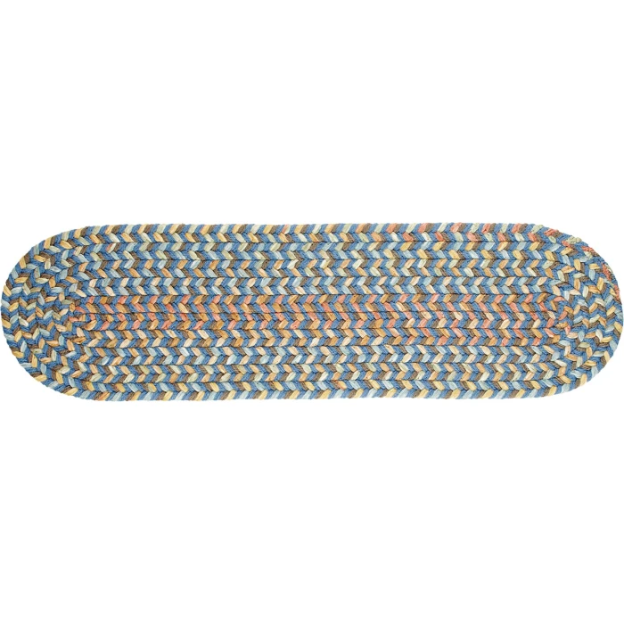 Rhody Cypress Marina Blue CY97 8 in. X 28 in. Stair Tread Set-of-13 Rug
