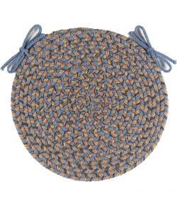 Rhody Camden Denim Blue CD96 15 in. X 15 in. Chair Pad Set-of-4 Braided Rug