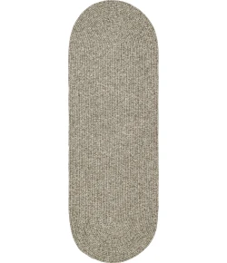 Rhody Elegance Warm Gray EG32 2 ft. X 8 ft. Oval Runner Braided Rug