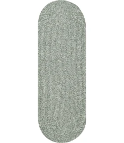Rhody Elegance Dusty Sage EG22 2 ft. X 8 ft. Oval Runner Braided Rug