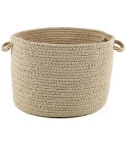 Rhody Happy Braids Solid SandBeige HB03 18 in. X 12 in. Basket Braided Rug
