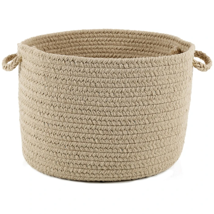 Rhody Happy Braids Solid SandBeige HB03 10 in. X 8 in. Basket Rug