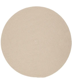 Rhody Happy Braids Solid SandBeige HB03 10 ft. X 10 ft. Round Braided Rug