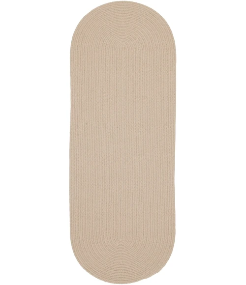Rhody Happy Braids Solid SandBeige HB03 2 ft. X 8 ft. Oval Runner Rug