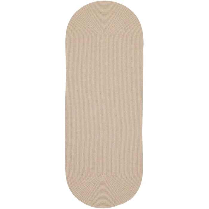 Rhody Happy Braids Solid SandBeige HB03 2 ft. X 8 ft. Oval Runner Rug