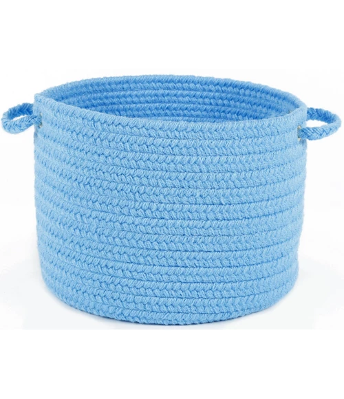 Rhody Happy Braids Solid Aqua Blue HB07 10 in. X 8 in. Basket Rug