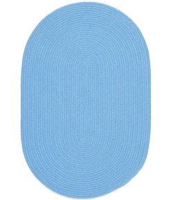 Rhody Happy Braids Solid Aqua Blue HB07 8 ft. X 11 ft. Oval Braided Rug