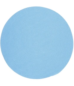 Rhody Happy Braids Solid Aqua Blue HB07 6 ft. X 6 ft. Round Braided Rug