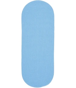 Rhody Happy Braids Solid Aqua Blue HB07 2 ft. X 6 ft. Oval Runner Braided Rug