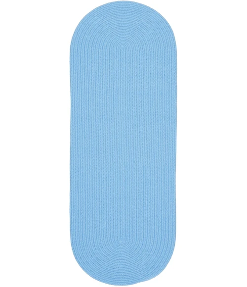 Rhody Happy Braids Solid Aqua Blue HB07 2 ft. X 4 ft. Oval Runner Rug