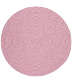 Rhody Happy Braids Solid Pink HB08 4 ft. X 4 ft. Round Braided Rug