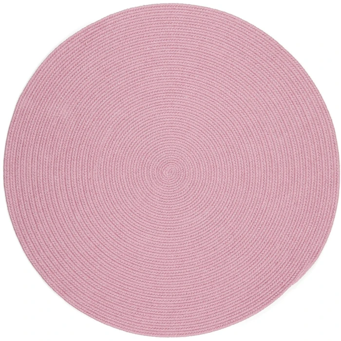 Rhody Happy Braids Solid Pink HB08 6 ft. X 6 ft. Round Rug