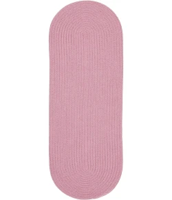 Rhody Happy Braids Solid Pink HB08 2 ft. X 4 ft. Oval Runner Braided Rug
