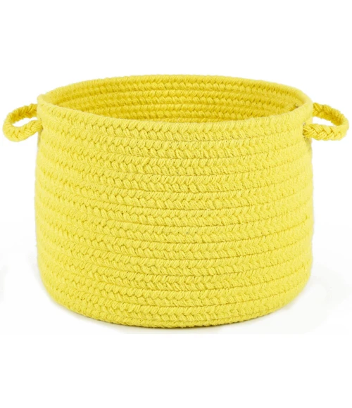 Rhody Happy Braids Solid Yellow HB14 18 in. X 12 in. Basket Rug