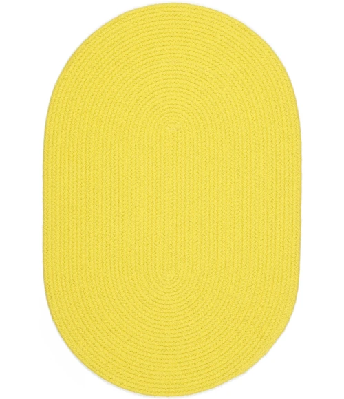 Rhody Happy Braids Solid Yellow HB14 10 ft. X 13 ft. Oval Rug