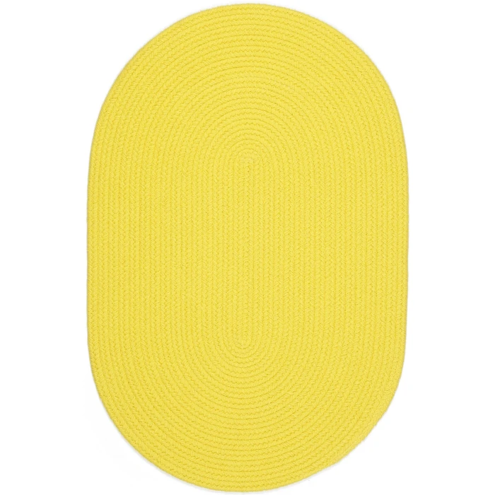 Rhody Happy Braids Solid Yellow HB14 8 ft. X 11 ft. Oval Rug