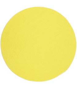 Rhody Happy Braids Solid Yellow HB14 6 ft. X 6 ft. Round Braided Rug