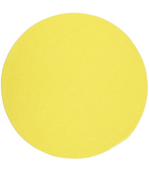 Rhody Happy Braids Solid Yellow HB14 8 ft. X 8 ft. Round Rug
