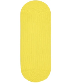 Rhody Happy Braids Solid Yellow HB14 2 ft. X 6 ft. Oval Runner Braided Rug