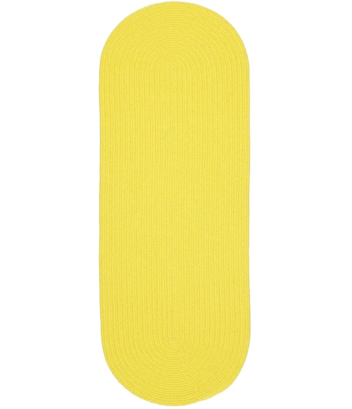 Rhody Happy Braids Solid Yellow HB14 2 ft. X 6 ft. Oval Runner Rug