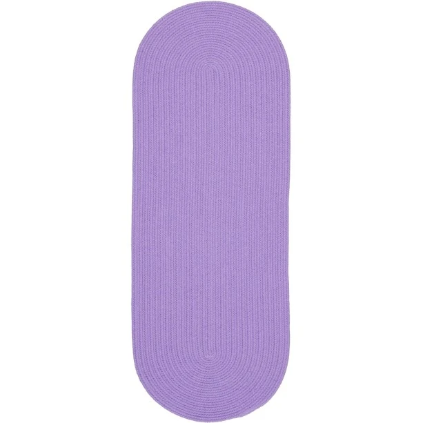 Rhody Happy Braids Solid Violet HB15 2 ft. X 8 ft. Oval Runner Rug