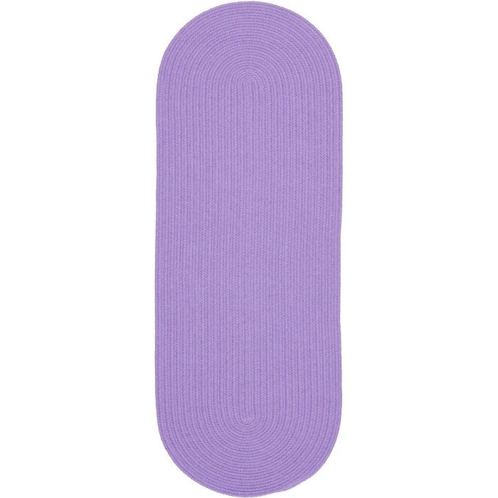 Rhody Happy Braids Solid Violet HB15 2 ft. X 6 ft. Oval Runner Rug