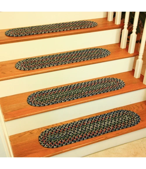 Rhody Katie Navy KA13 8 in. X 28 in. Stair Tread Set-of-4 Rug