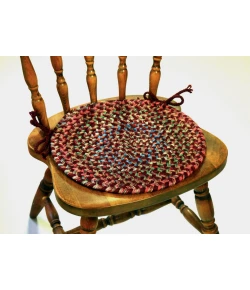 Rhody Katie Burgundy KA43 15 in. X 15 in. Chair Pad Set-of-4 Braided Rug