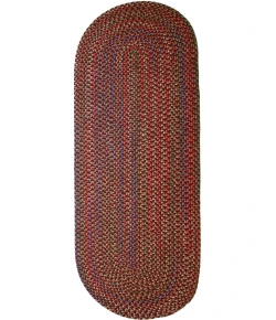 Rhody Katie Burgundy KA43 2 ft. X 6 ft. Oval Runner Braided Rug