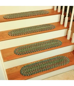 Rhody Katie Sage KA63 8 in. X 28 in. Stair Tread Set-of-13 Braided Rug