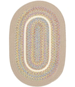 Rhody Kids' Isle SandBeige KI03 10 ft. X 13 ft. Oval Braided Rug