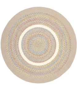 Rhody Kids' Isle SandBeige KI03 4 ft. X 4 ft. Round Braided Rug