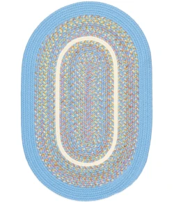Rhody Kids' Isle Aqua Blue KI07 8 ft. X 11 ft. Oval Braided Rug