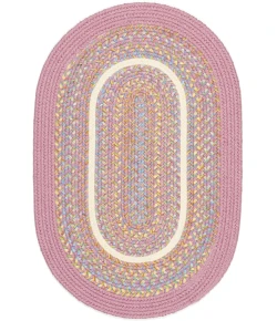 Rhody Kids' Isle Pink KI08 4 ft. X 6 ft. Oval Braided Rug