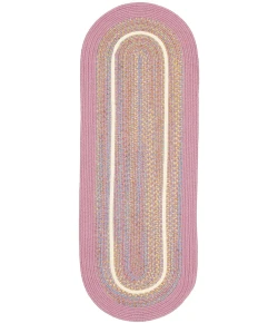 Rhody Kids' Isle Pink KI08 2 ft. X 8 ft. Oval Runner Braided Rug