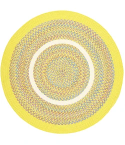 Rhody Kids' Isle Yellow KI14 4 ft. X 4 ft. Round Braided Rug