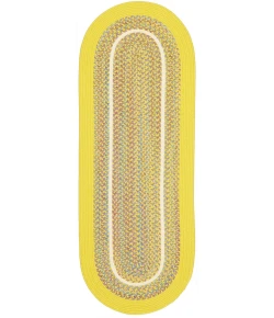 Rhody Kids' Isle Yellow KI14 2 ft. X 4 ft. Oval Runner Braided Rug